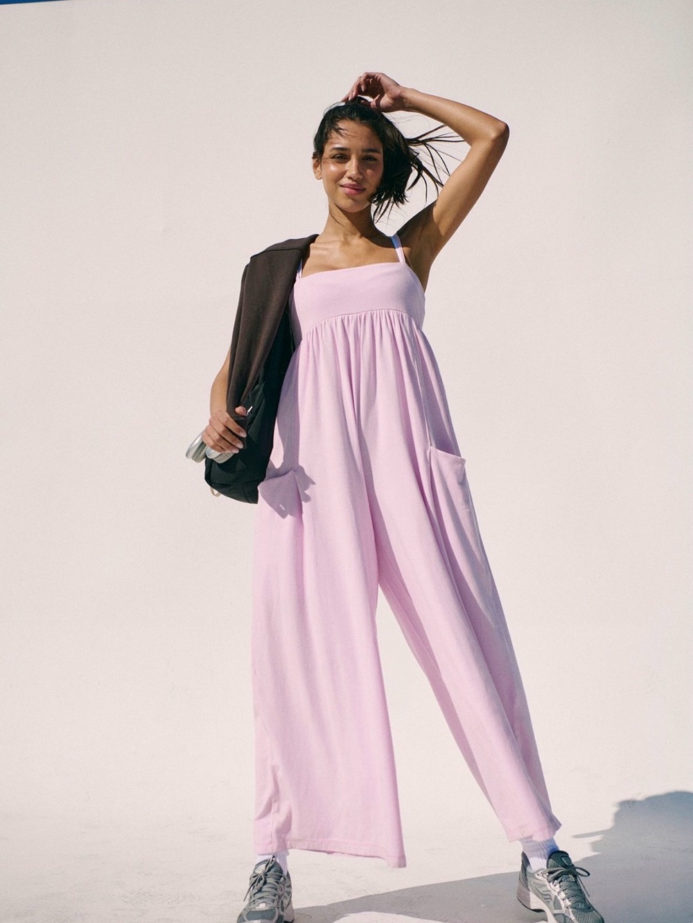 Free people movement hot shot strappy onesie jumpsuit- ultra violet  NWT $80
